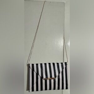 Materasu Black & White Striped Clutch Purse